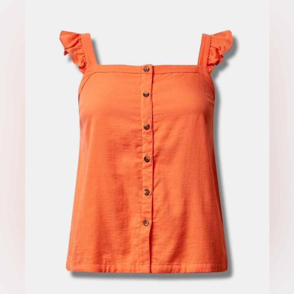 NWT Torrid Duo-fold Ruffle Button Front Tank 4X - Picture 4 of 6
